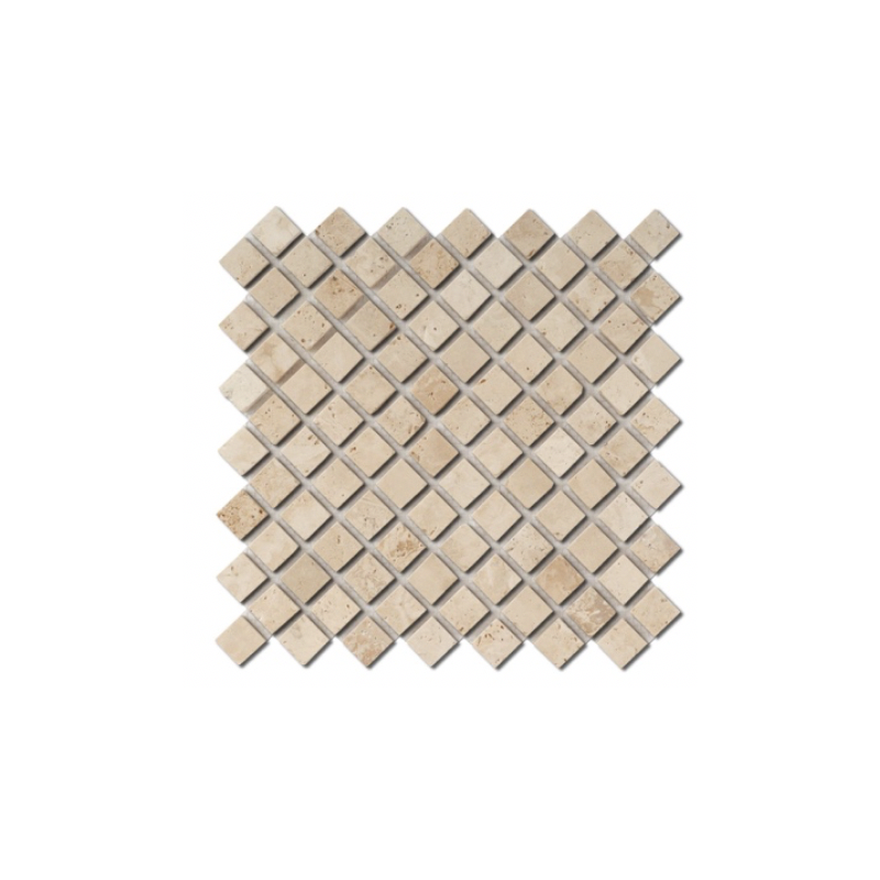 Mosaique salle de bain D travertin diagonal classic sur trame 30,5x30,5x1cm