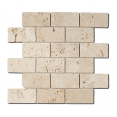 Mosaique salle de bain D travertin large brique classic 5x10cm sur trame 30,5x30,5x1cm