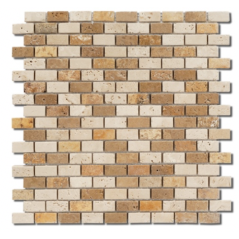 Mosaique D travertin small brique mix 1.5x3cm sur trame 30,5x30,5x1cm