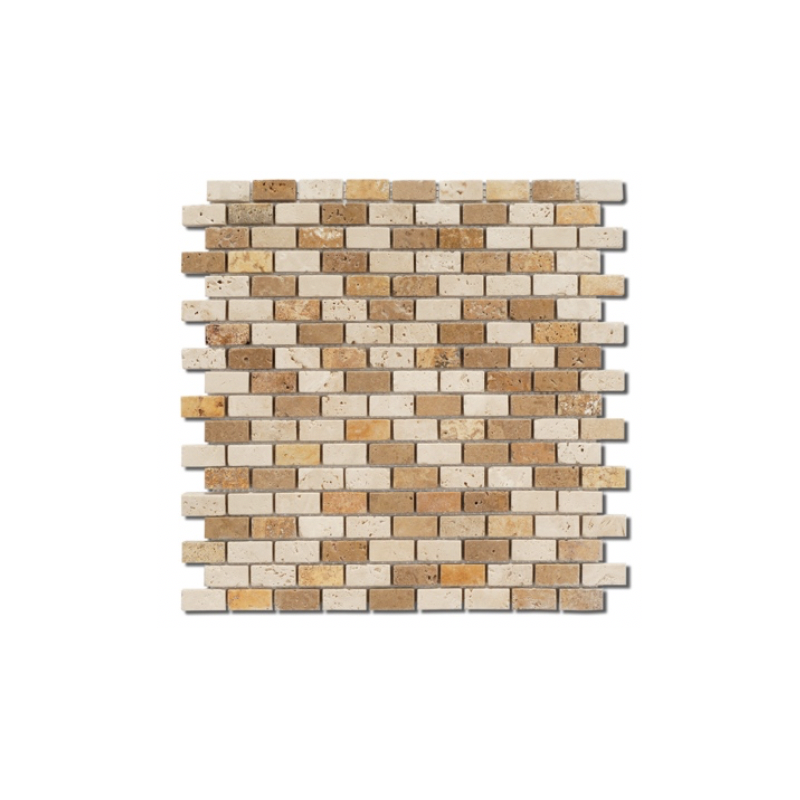 Mosaique D travertin small brique mix 1.5x3cm sur trame 30,5x30,5x1cm