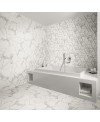 Carrelage hexagone tomette imitation marbre satiné blanc veiné de gris 28.5x33cm, salle de bain realzairecarrara