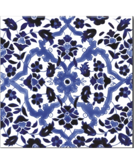 Carrelage émaillé à la main décor orient bleu 20x20x0.8cm D ispahan bleu