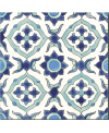 Carrelage peint à la main décor méditerranée bleu et vert 20x20x0.8cm D maya sur fond ivoire