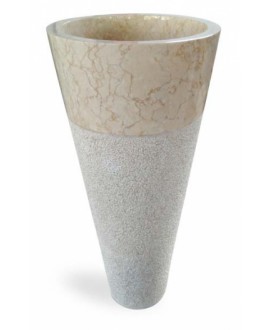 Vasque en pierre sur pied ronde MO circular beige diamètre:40cm hauteur:90cm