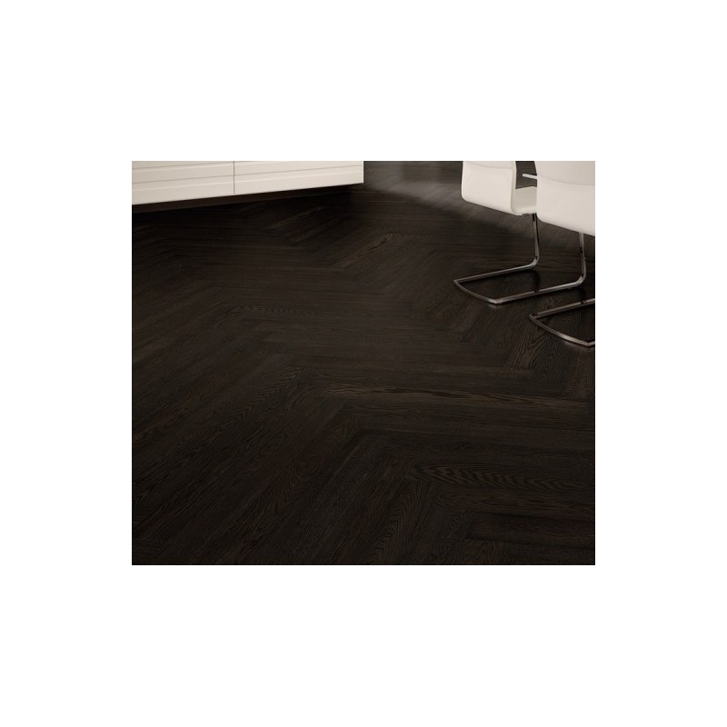 Parquet chêne massif français baton rompu, brossé noir huilé, premier choix , ép : 10mm , Hrég