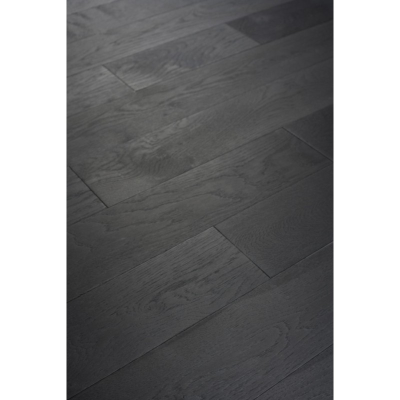 Parquet chêne français massif, brossé noir huilé, ép : 10mm , Hrég