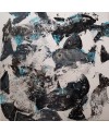 Peinture moderne, tableau contemporain figuratif, acrylique sur toile 100x100cm intitulée: poissons noirs et bleus.