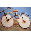 Peinture moderne, tableau contemporain figuratif, acrylique sur toile 116X89cm intitulée: vélo à la selle rouge.