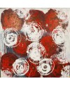 Tableau contemporain, peinture moderne figurative, acrylique sur toile 100x100cm intitulée: fleurs rouges et blanches.