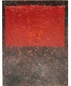 Peinture contemporaine, tableau moderne abstrait, acrylique sur toile 116x89cm intitulée fenêtre rouge.