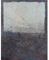 Peinture contemporaine, tableau moderne abstrait, acrylique sur toile 116x89cm intitulée fenêtre bleue.