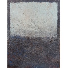 Peinture contemporaine, tableau moderne abstrait, acrylique sur toile 116x89cm intitulée fenêtre bleue.