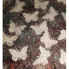 Peinture contemporaine, tableau moderne figuratif, acrylique sur toile 212x164cm intitulée: papillons blancs 2.