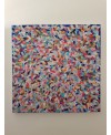 Tableau contemporain, peinture moderne figurative, acrylique sur toile 100x100cm intitulée: petite friture rose.