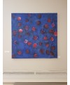 Peinture contemporaine, tableau moderne figuratif, acrylique sur toile 100x100cm intitulée: fleurs rouges.