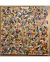 Peinture contemporaine, tableau moderne figuratif, acrylique sur toile 80x80cm intitulée: petite friture colorée 1.