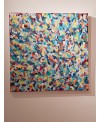 Peinture contemporaine, tableau moderne figuratif, acrylique sur toile 80x80cm intitulée: petite friture colorée 3.