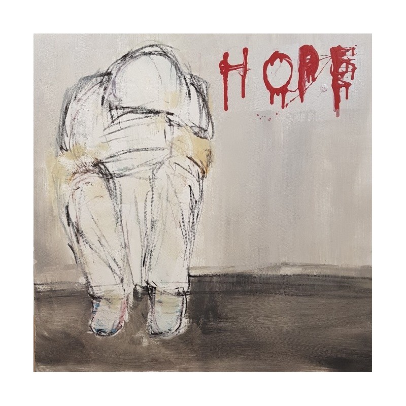 Peinture contemporaine, tableau moderne figuratif, acrylique sur toile 80x80cm intitulée: HOPE.