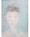 Peinture contemporaine, portrait, tableau moderne figuratif, acrylique sur toile 100x73cm représentant une tête au soleil.