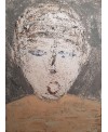 Peinture contemporaine, portrait, tableau moderne figuratif, acrylique sur toile 100x73cm intitulée: portrait au pull beige