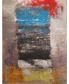 Peinture contemporaine, tableau moderne abstrait, acrylique sur toile 116x89cm intitulée fenêtre sur azur2.