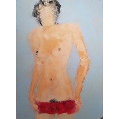 Peinture contemporaine, tableau moderne figuratif de nu , acrylique sur toile 100x73cm intitulée: femme nue.