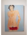 Peinture contemporaine, tableau moderne figuratif de nu , acrylique sur toile 100x73cm intitulée: femme nue.
