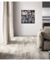 Carrelage imitation parquet peint dénuancé couleur claires usées, gris, beige et blanc, 15x120cm, rectifié, Santacolor light